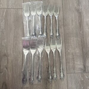 6 Dinner Forks & 6 Salad Fork LISETTE Rogers Stanley Roberts Stainless Japan
